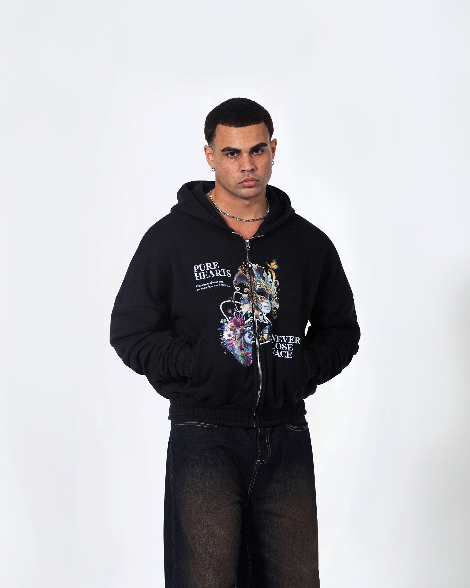 Pure Hearts Zip Hoodie - Neverloseface